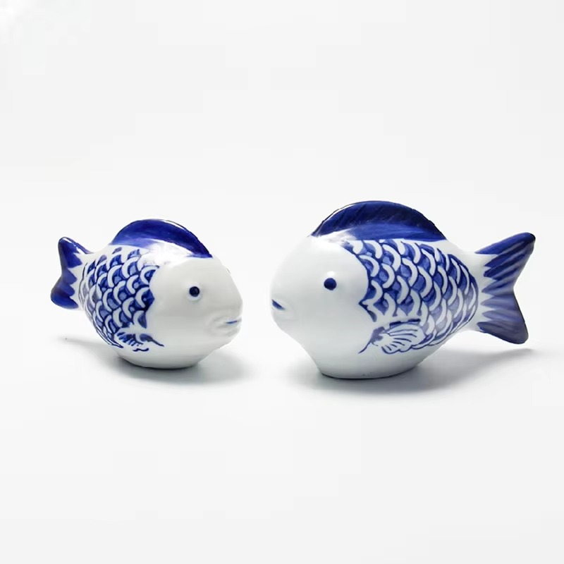 Colorful Ceramic Swimming Fish Figurine Decoration