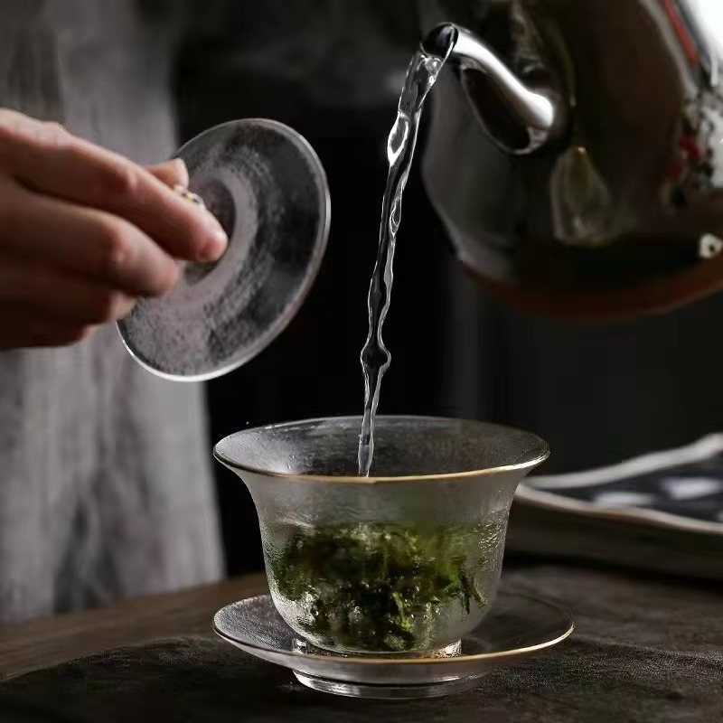 Traditional Handcrafted Ceramic Gaiwan Tea Set for Home Use