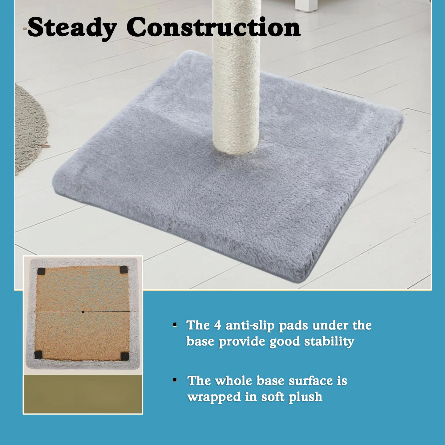Natural Fiber Cat Tower with Hanging Toy