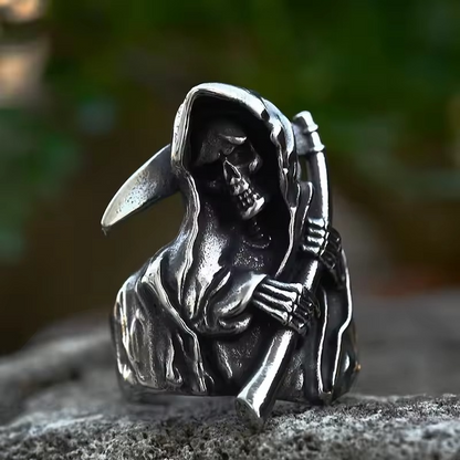 Edgy Skull Men's Ring, Stainless Steel Biker Jewelry