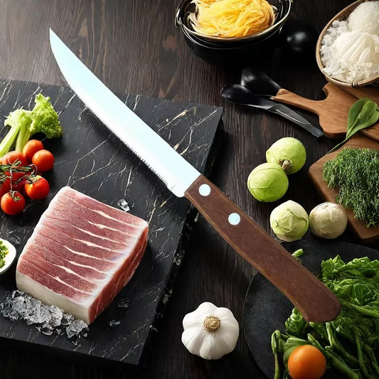 Sharp Stainless Steel Steak Knives with Wood Handles - Hehif