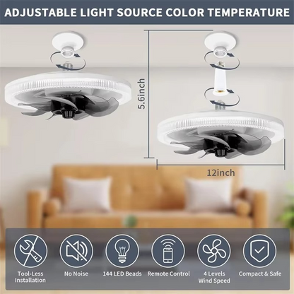 Smart Remote Control Ceiling Fan with Dimmable Light
