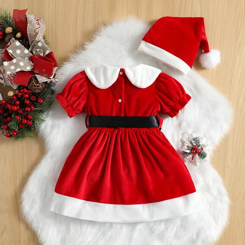 Little Girls Festive Holiday Dress with Accessories