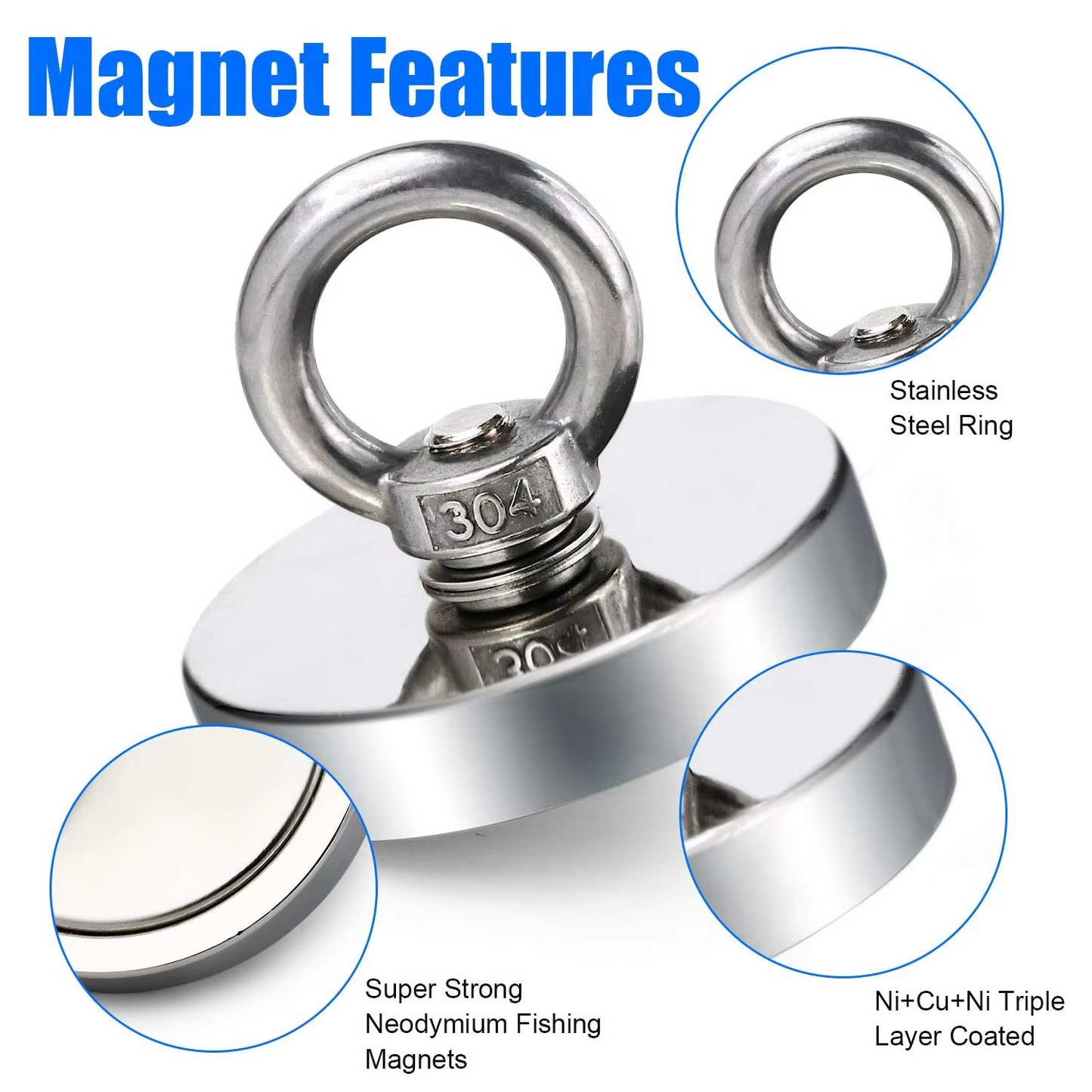 Strong Neodymium Fishing Magnet with Eye Hook
