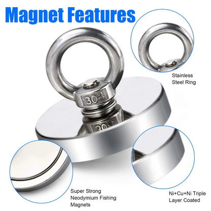 Strong Neodymium Fishing Magnet with Eye Hook