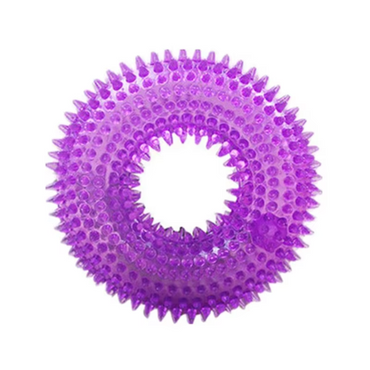 Tough Squeaky Dog Chew Ring - Rubber Dental Toy