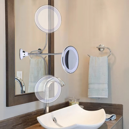 Portable Adjustable LED Vanity Mirror with 10X Zoom