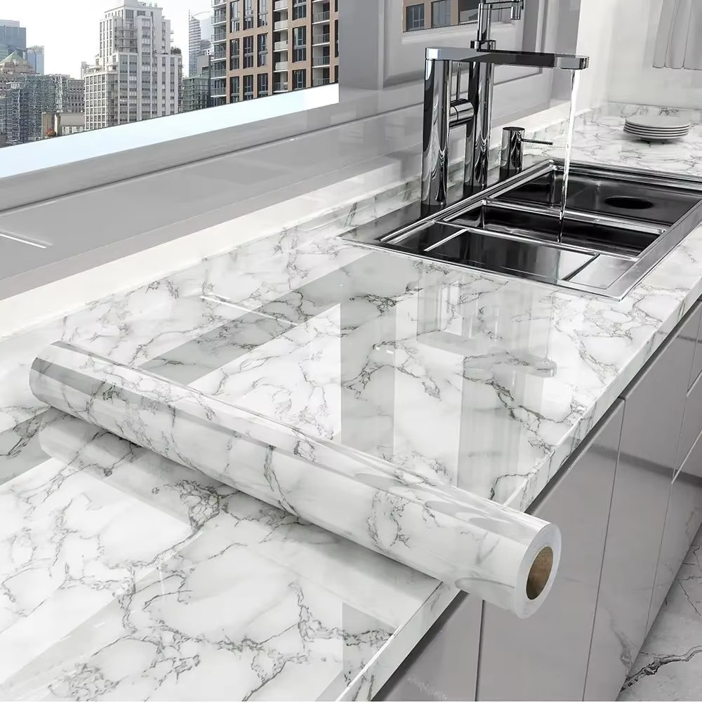 Easy Peel Stick Vinyl Wall Covering for Bath and Kitchen