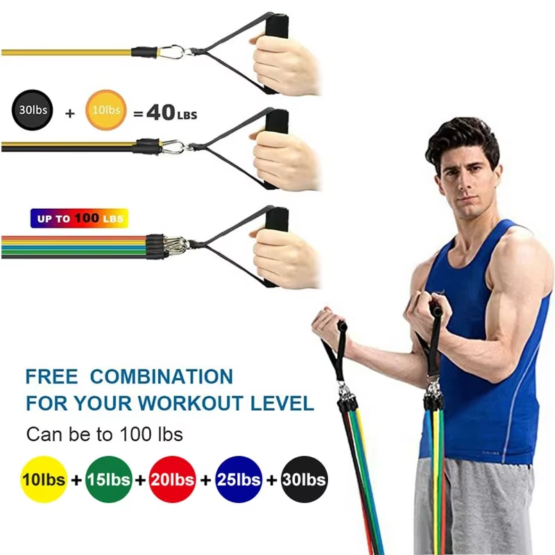 Home Gym 11pc Resistance Band Exercise Kit
