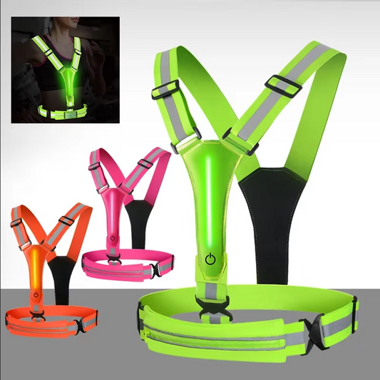 Visible Reflective Work Vest with Adjustable Fit and USB Lights - Hehif