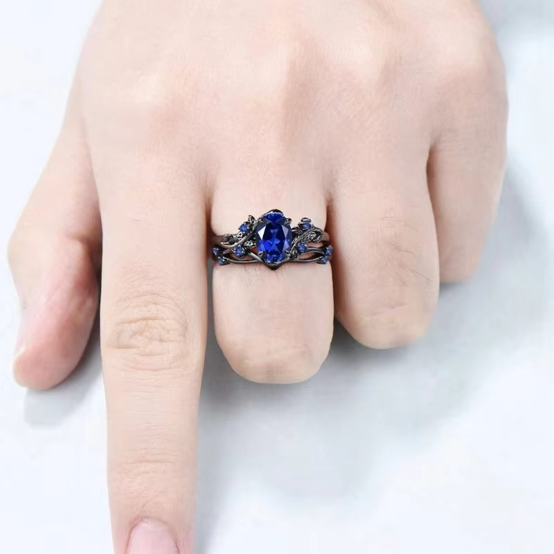 Blue Nature Inspired Bold Cocktail Ring