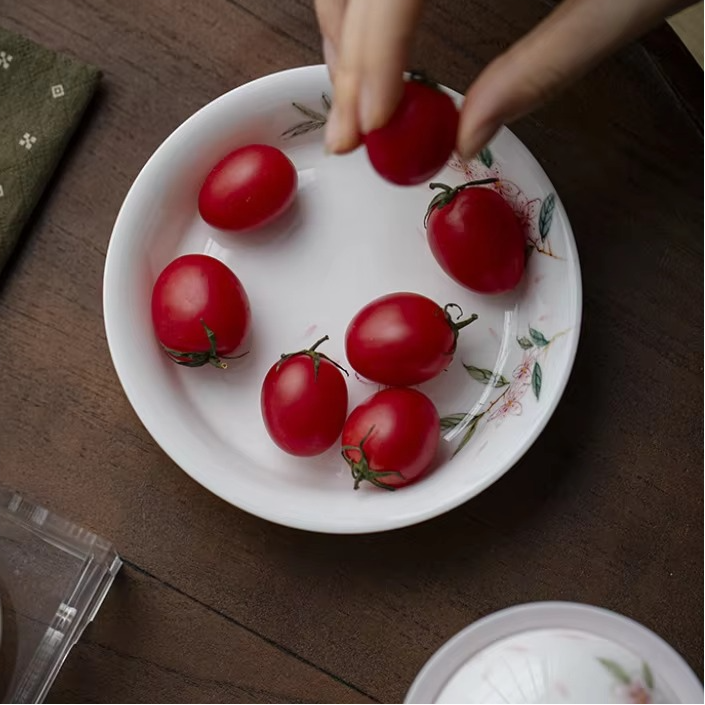 Colorful Floral Ceramic Tea Tray and Coaster Set