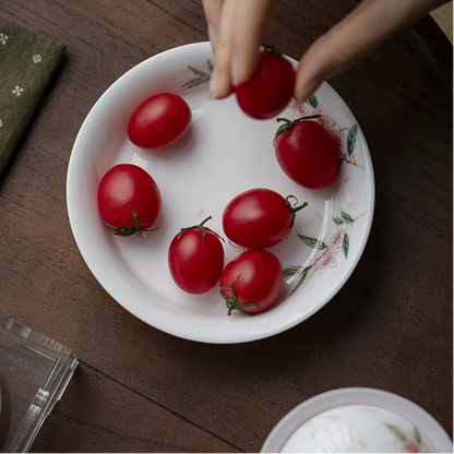 Colorful Floral Ceramic Tea Tray and Coaster Set