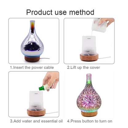 Compact 3.3oz Glass Aroma Diffuser & Humidifier for Home