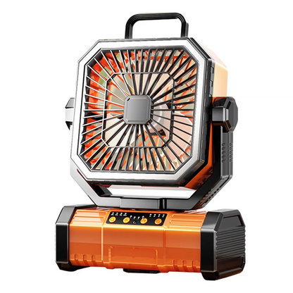 Portable Outdoor Fan with LED Light and Long Battery Life - Hehif