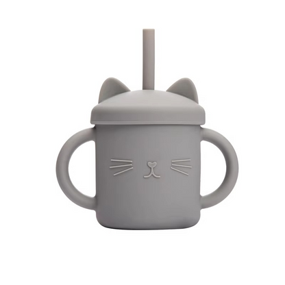 Cute Baby Silicone Sippy Cup with Easy Grip Handles