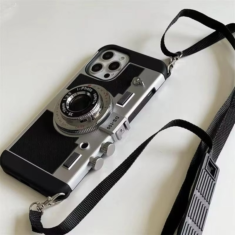 Vintage Style Camera Phone Case With Strap - Hehif