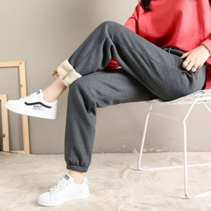 Warm High Waisted Joggers with Elastic Drawstring