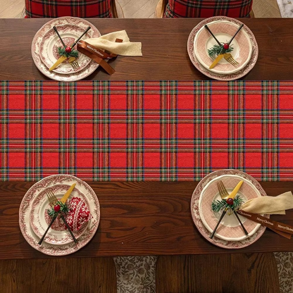 Festive Red Plaid Holiday Table Runner
