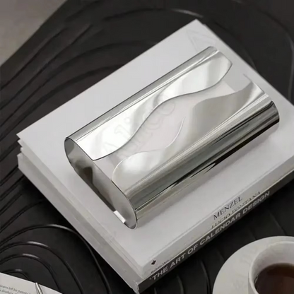 Silver Polished Metal Tissue Holder with Mirror Finish