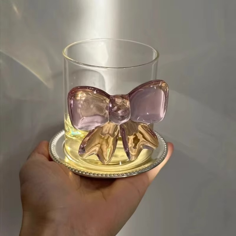Delicate Rose Colored Glass Mug with Handle