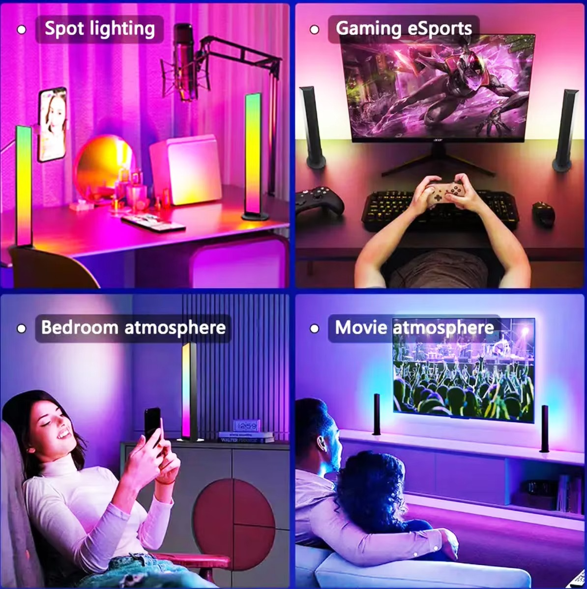 Colorful LED Music Light Bar with Bluetooth and Phone App
