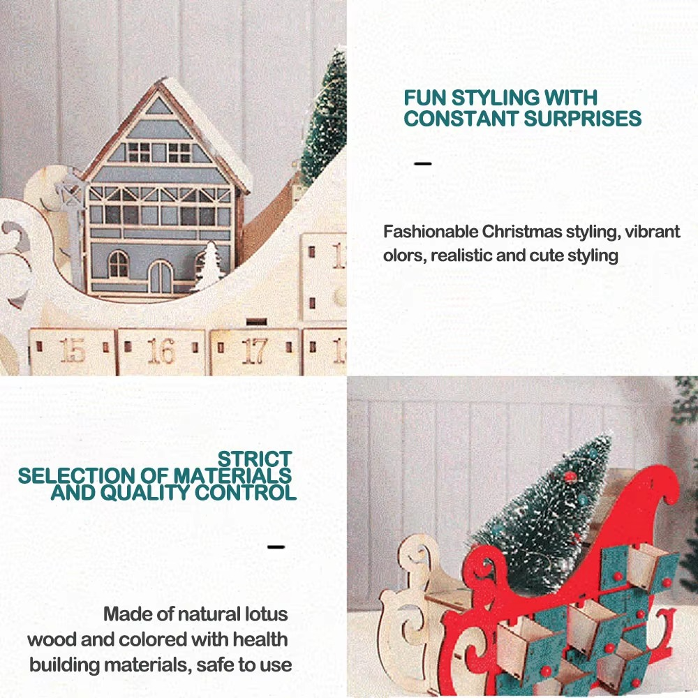 Durable Wooden Holiday Countdown Calendar Tree