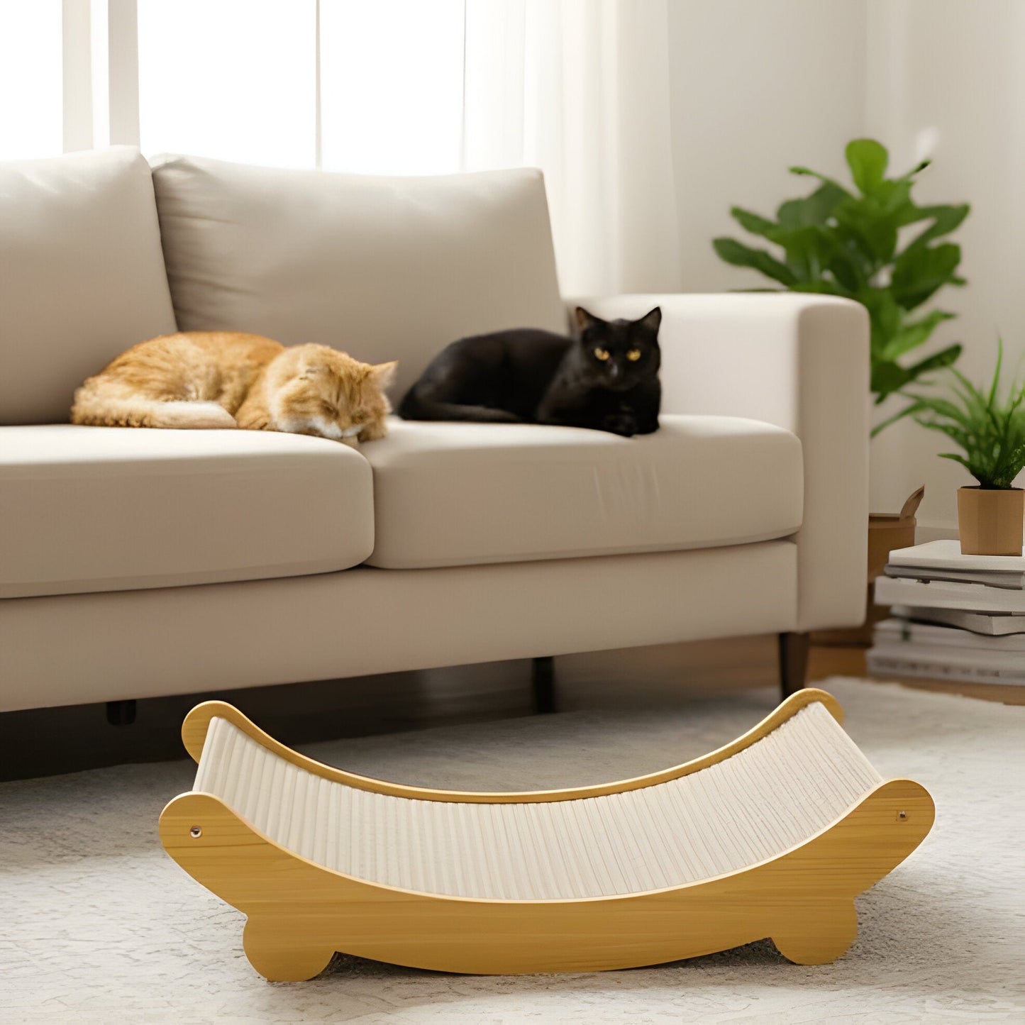 Natural Pet Scratcher with Comfortable Hideaway Bed - Hehif