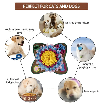 Interactive Dog Feeding Mat, Slow Eat Plush Puzzle Mat