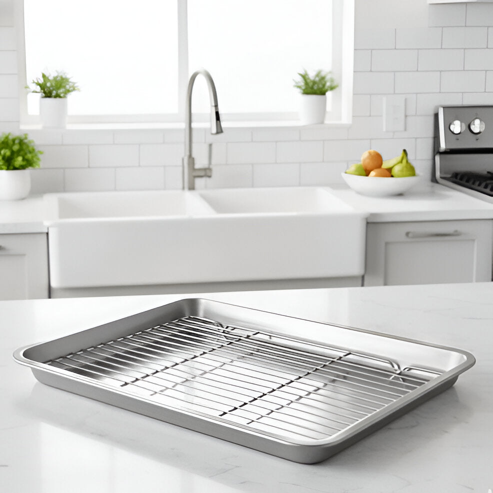 Non Stick Metal Cookie Pan Set with Cooling Tray - Hehif