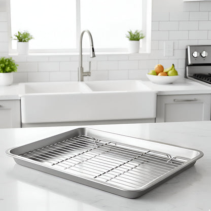 Non Stick Metal Cookie Pan Set with Cooling Tray - Hehif