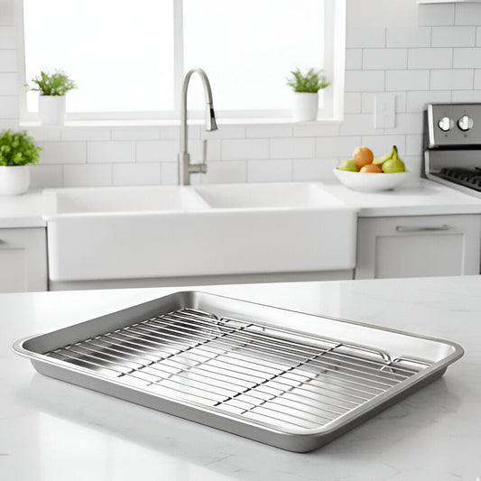 Non Stick Metal Cookie Pan Set with Cooling Tray - Hehif