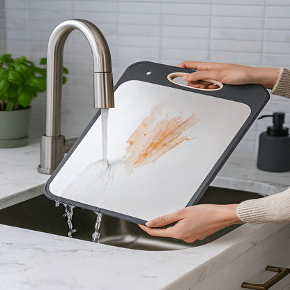 Durable Wooden Handle Stainless Steel Cutting Board