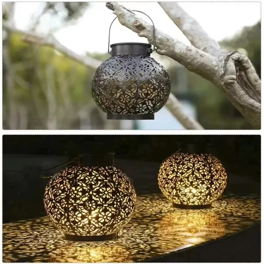 Rustic Solar Powered Garden Lantern for Yard Decor