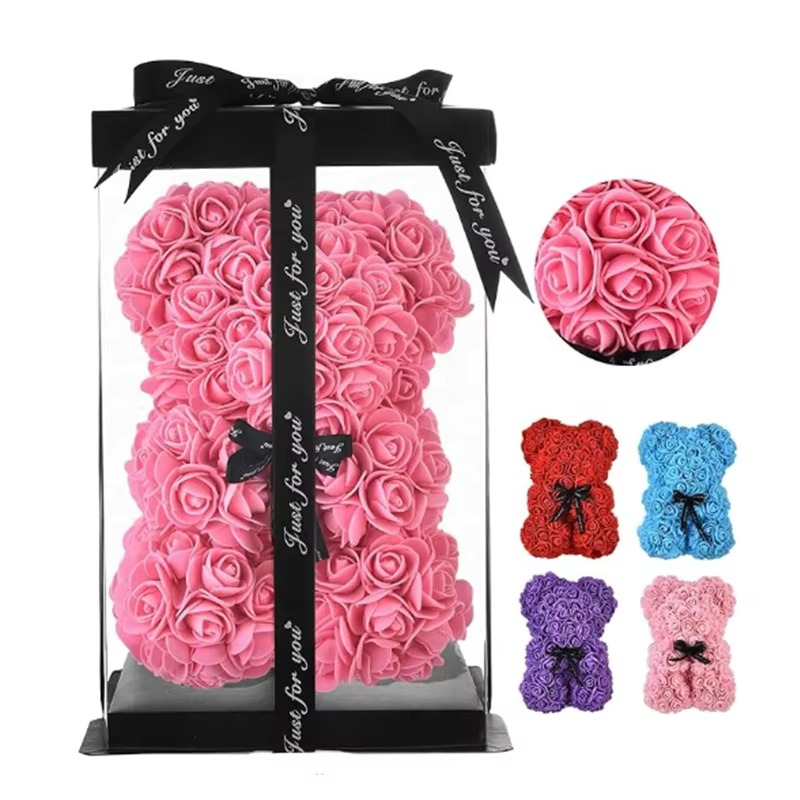Lovely Rose Teddy Bear Figure in Gift Box