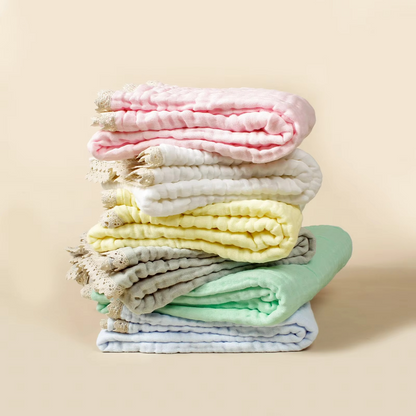Soft Cotton Baby Swaddle Blanket with Delicate Lace Trim