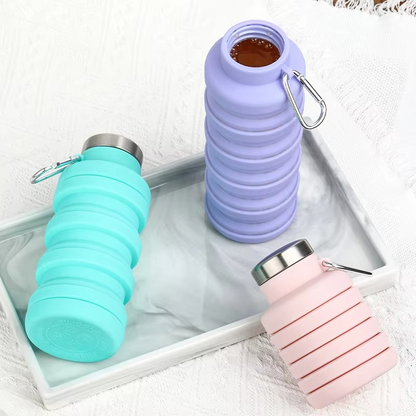 Foldable BPA Free Water Bottle – Compact Travel Sports Flask