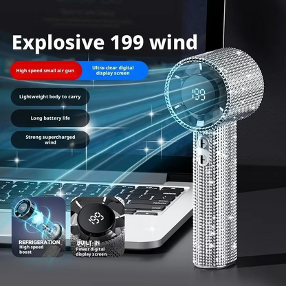 Compact Rechargeable Fan with 199 Speeds and USB Charging