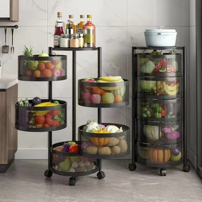 Adjustable 3-Tier Circular Kitchen Storage Organizer