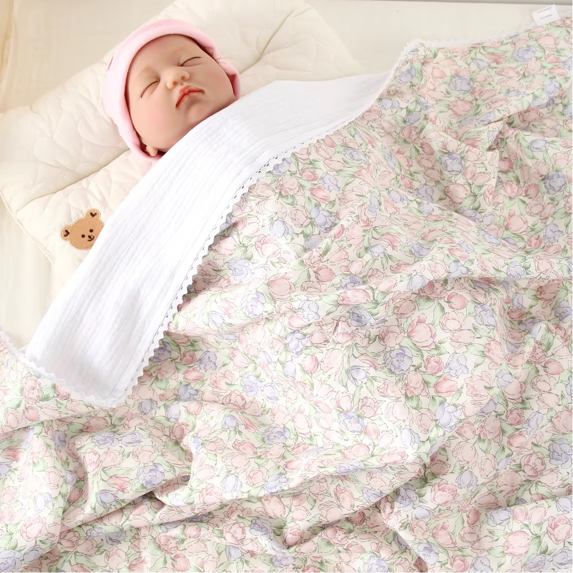 Lightweight Baby Swaddle Wrap Blanket, Gentle Newborn Cover