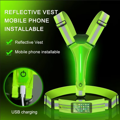 Visible Reflective Work Vest with Adjustable Fit and USB Lights