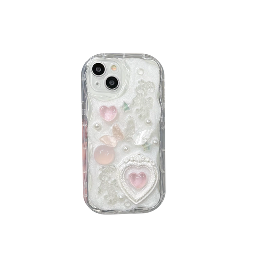 Sparkly 3D Heart Design Phone Case - Hehif