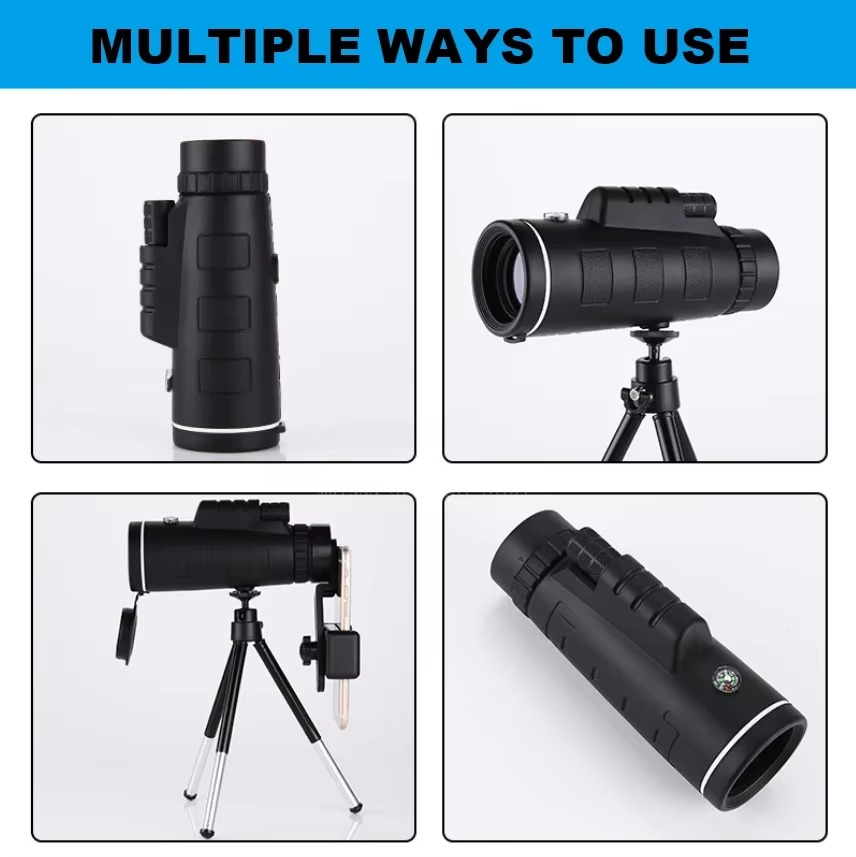 Portable HD Monocular Telescope with Phone Adapter and Stand