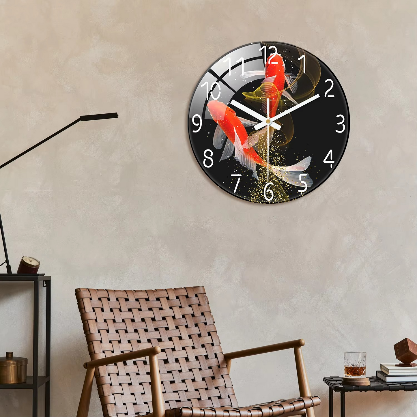 Large Round 12 Inch Black Wall Clock for Living Room