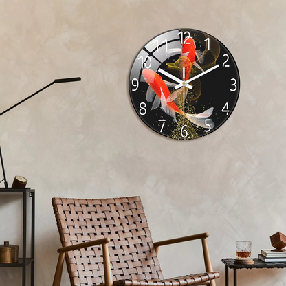 Large Round 12 Inch Black Wall Clock for Living Room