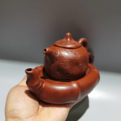 Small Purple Clay Yixing Teapot with Textured Base