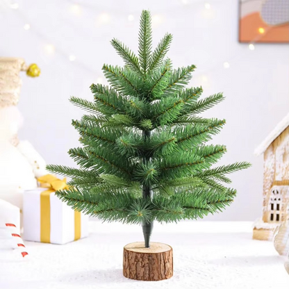 Small Authentic Tabletop Pine Christmas Tree with Wood Stand