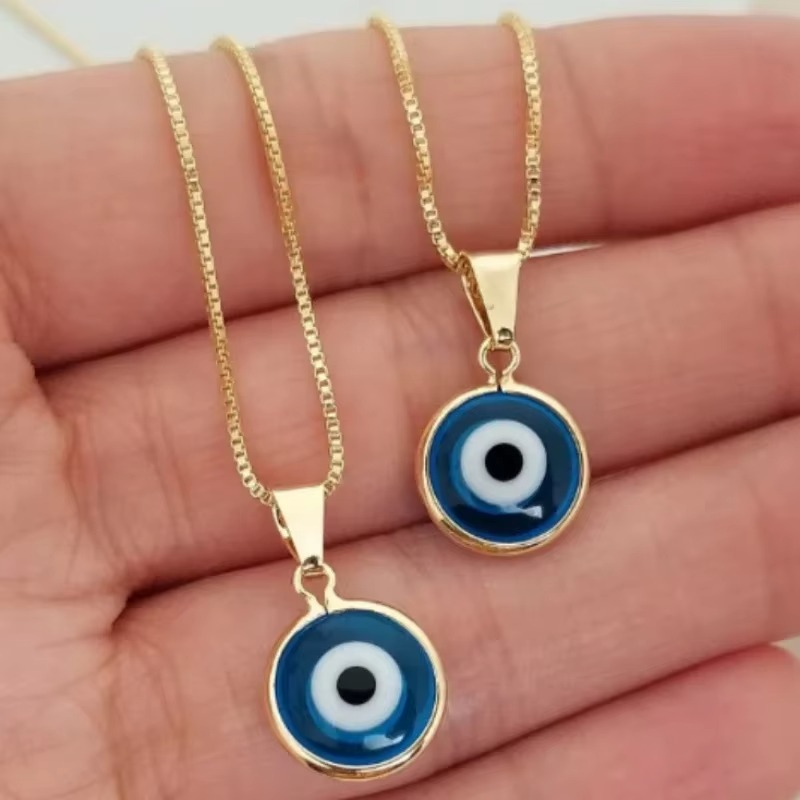 Protective Eye Bar Necklace in Silver Tone Steel - Hehif