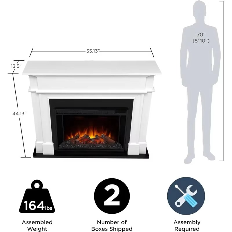 Large Wall Mounted Electric Fireplace with Heater