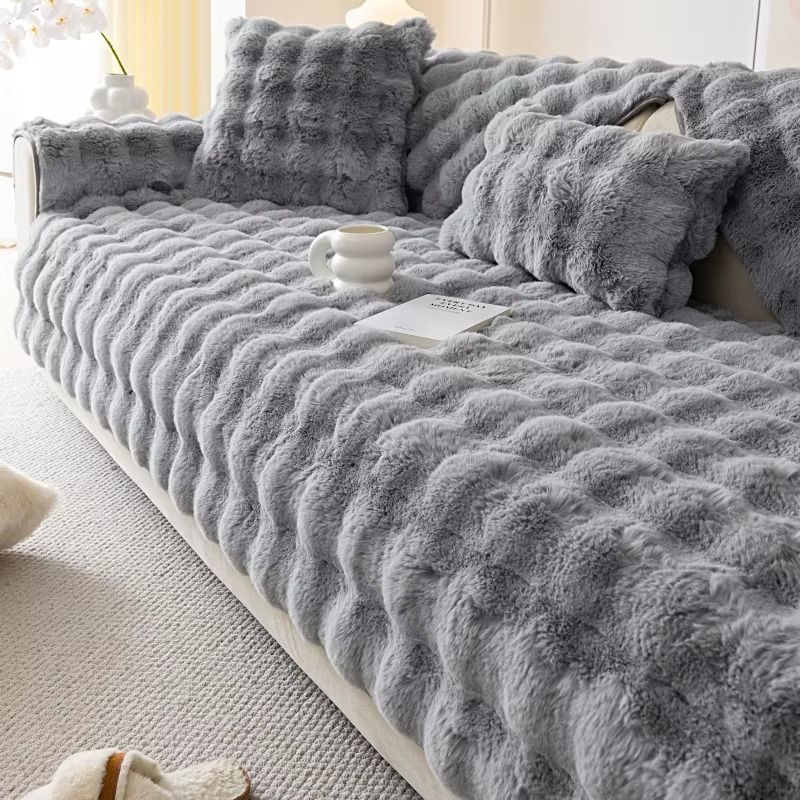 Soft Faux Fur Sofa Cover - Non Slip Couch Protector